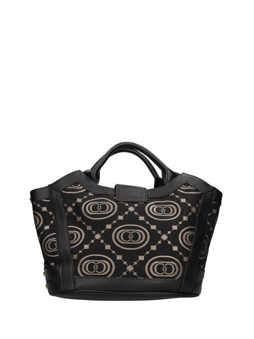 Borsa in pelle e tessuto LA CARRIE | MONOGRAM TRAPEZ HAND BAGNERO
